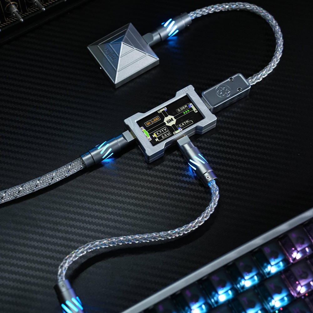 -LW- HUAHUO Esprots Line HMLAB Co-branded รองรับ 8K คีย์บอร์ดแบบกําหนดเอง Type-C สายเชื่อมต่อแยกเป็นสอง