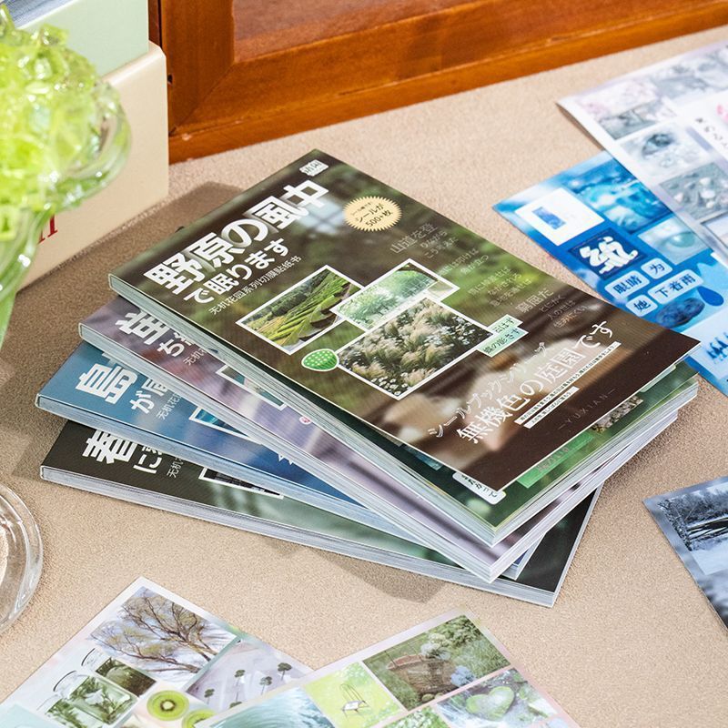 High-value Inorganic Garden Cut Film Sticker Book โบราณญี่ปุ่น Dream Core ภูมิทัศน์วัสดุคู่มือ diy ตกแต่ง Collage