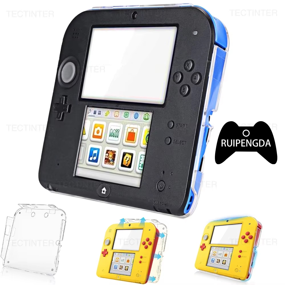 เคสใส + ป้องกันหน้าจอสําหรับ Nintendo 2DS ป้องกันคริสตัลด้านบนและด้านล่าง LCD HD ฟิล์มสําหรับ 2DS Ac