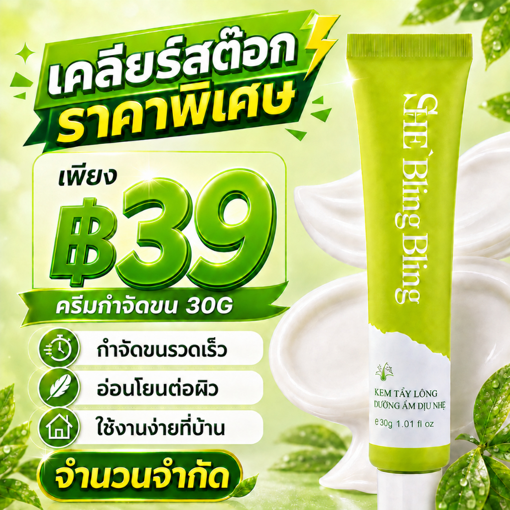 SHE Bling Bling ครีมกําจัดขน Body Depilatory ครีม Gentle Fast กําจัดขนสําหรับใต้วงแขนรักแร้แขนขา Smooth Moisturizing ผิวผู้ชายผู้หญิง