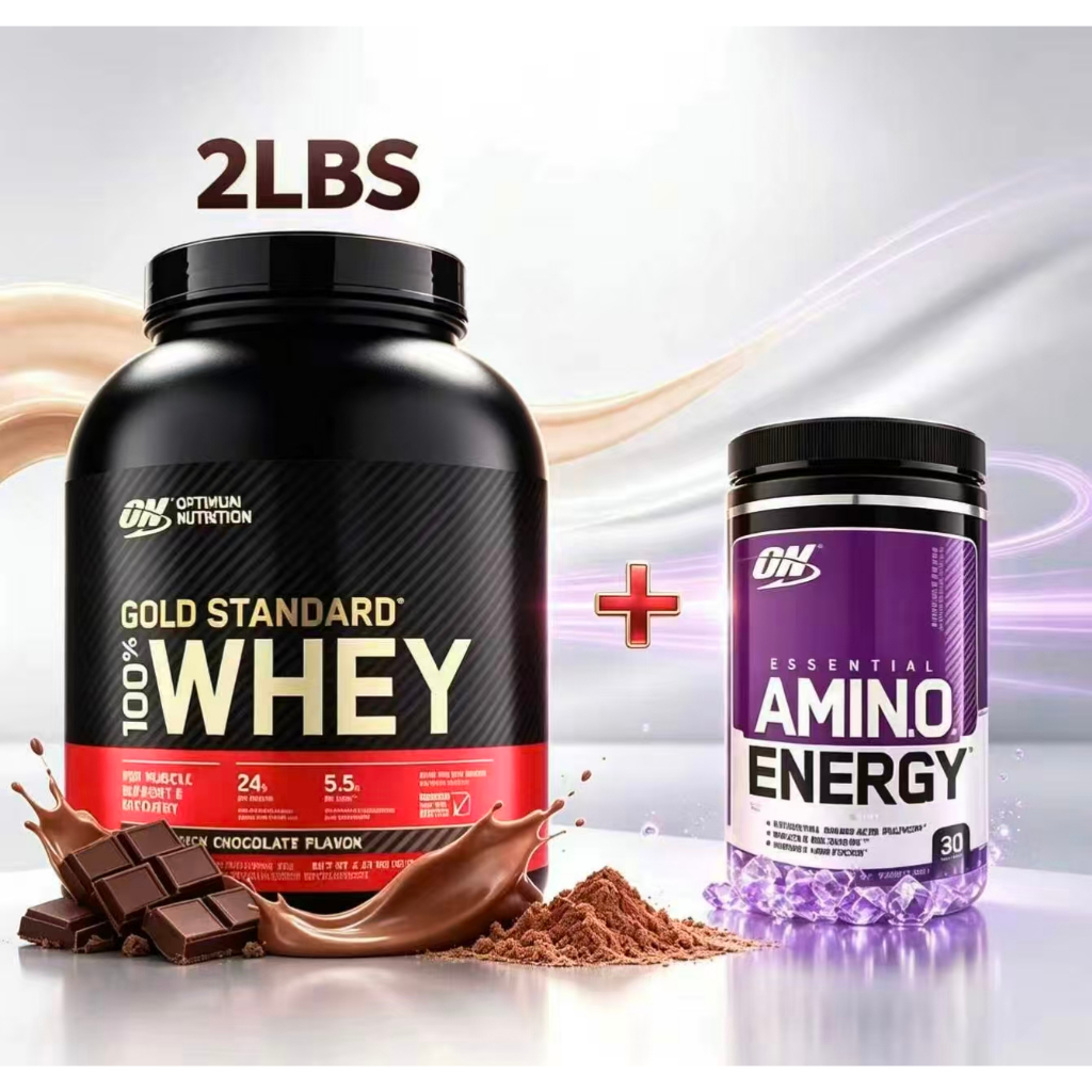 ON Combo Set 2LBS Gold Standard Whey Protein + Essential Amino Energy Pre Workout Fitness Muscle Bui