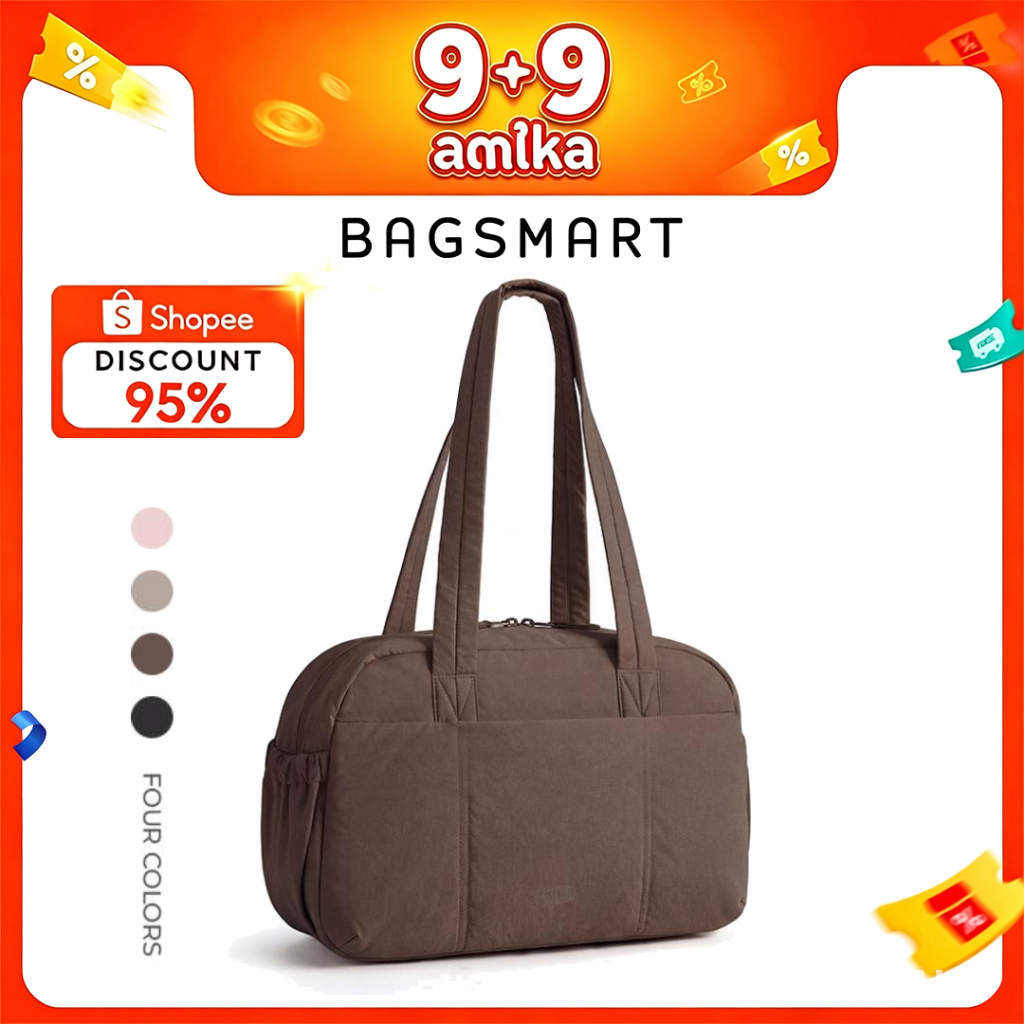 BAGSMART Puffer Tote กระเป๋าสะพายไหล่ โท้ทบุนวม ใส่โน้ตบุ๊ก 14" กันน้ำ น้ำหนักเบา จุของได้เยอะ