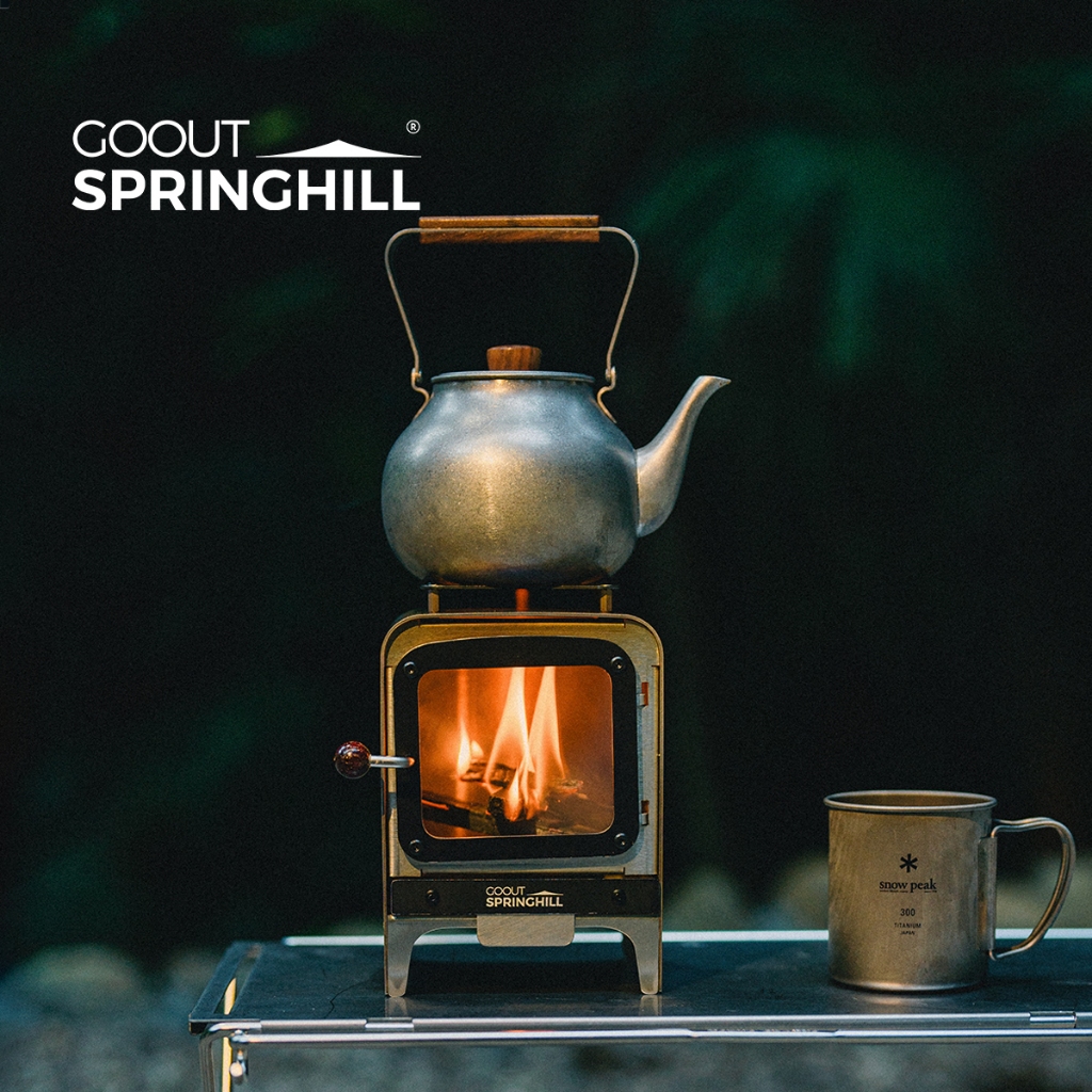 Gooutspringhill เตาไม้ขนาดเล็ก 3.0 แบบตั้งโต๊ะแบบพกพาหลุมไฟน้ําหนักเบาเตาตั้งแคมป์กลางแจ้ง
