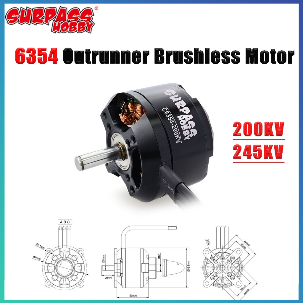SURPASS HOBBY 1/2/4PCS C6354 6354 200KV 245KV 200KV Outrunner มอเตอร์ไร้แปรงสําหรับ RC Multicopters 