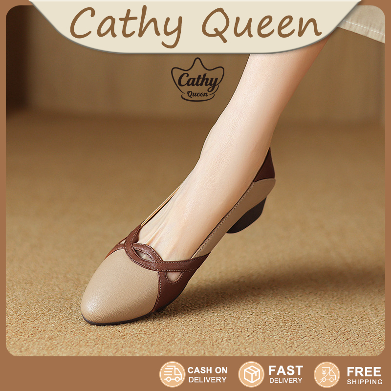 Cathy Queen รองเท้าส้นสูง รองเท้าหัวจุด แฟชั่นผู้หญิง สวมใส่ที่สะดวกสบาย รองเท้าสตรีที่หรูหรา