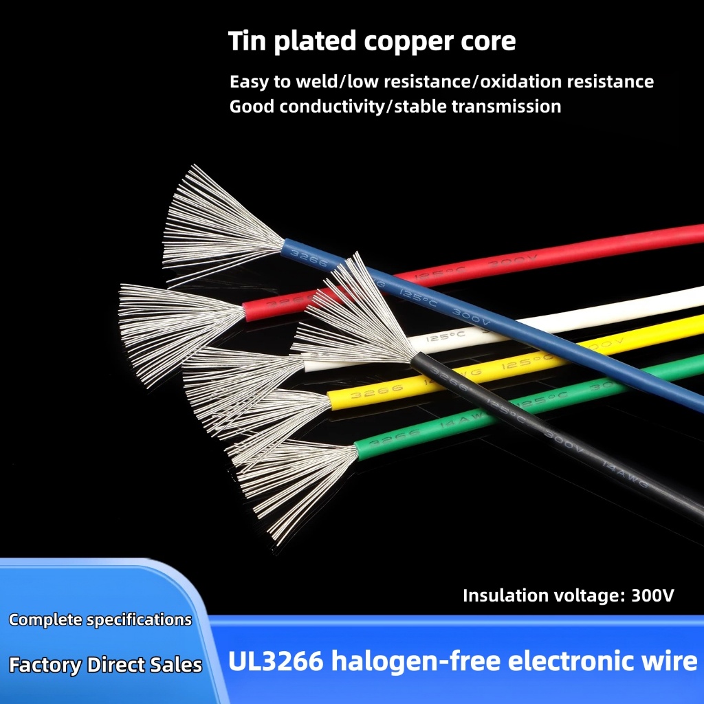 3266 ลวดอิเล็กทรอนิกส์ 30 28 24 22AWG ควันต่ํา Zero ฮาโลเจน Irradiated AC การเชื่อมต่อลวด Single Cor