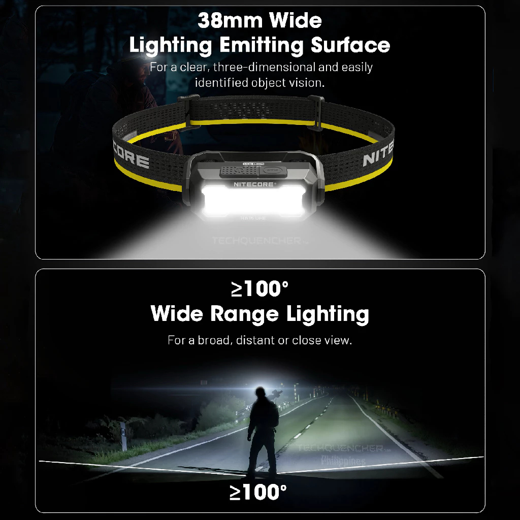 ไฟหน้า Nitecore HA15 UHE - 400 ลูเมน - แบตเตอรี่ AA - ตัวเลือกพลังงานคู่ - น้ําหนักเบาเป็นพิเศษ - IP