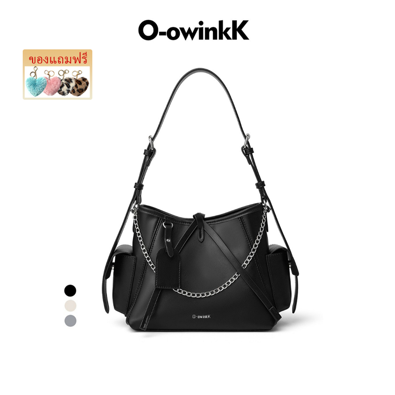 O‑owinkK กระเป๋าโท้ท PU มีโซ่โลหะ หลายกระเป๋าข้าง สะพายไหล่ สะพายข้างได้ ความจุมาก