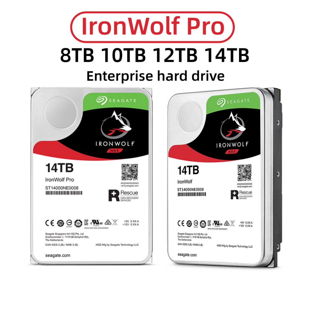 IronWolf Pro 3.5 "14TB 12TB 10TB 8TB 7200RPM SATA 6Gb/s 3.5 "NAS HDD ST12000NE0008 สําหรับเครือข่ายไ