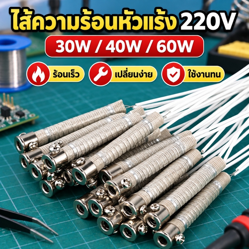 พร combedamssng 220V 30W 40W 60W Universal Electric Soldering Iron Core Heating Element Replacement Welding Tool Mica Externally Heating Core COD