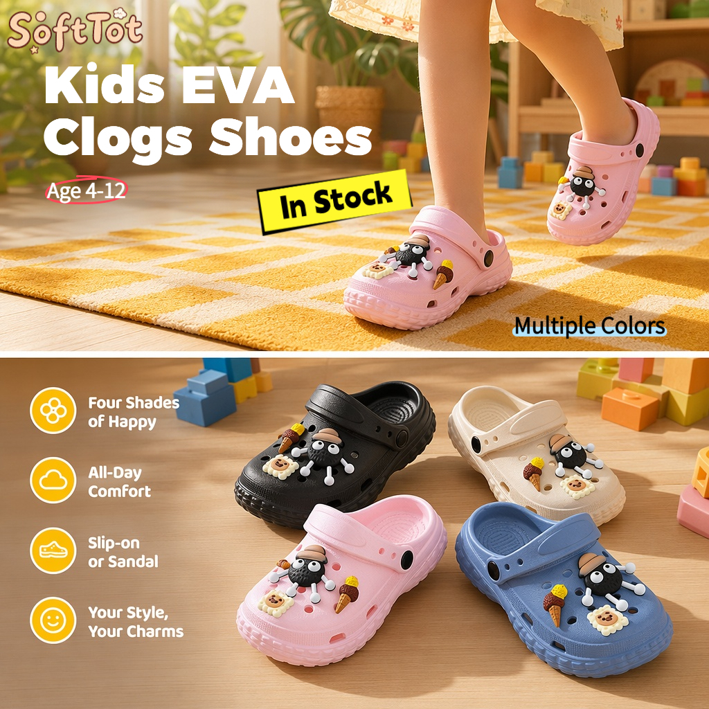 【Bangkok Delivery】พร้อมส่ง รองเท้าโคล๊กเด็ก EVA เบากันลื่น ระบายอากาศ รองเท้าชายหาด พร้อมตกแต่งDIY รองเท้าเด็ก