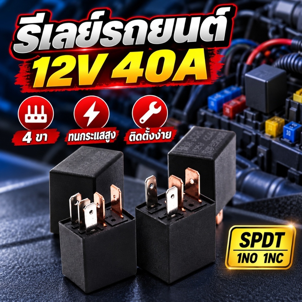 ดริศดีป็อกริศศงเดิมกจ. Car Alarm Relay DC 12V 40A SPDT 1NO 1NC 4 Pin 40 Amp ยานยนต์ High Current System L4