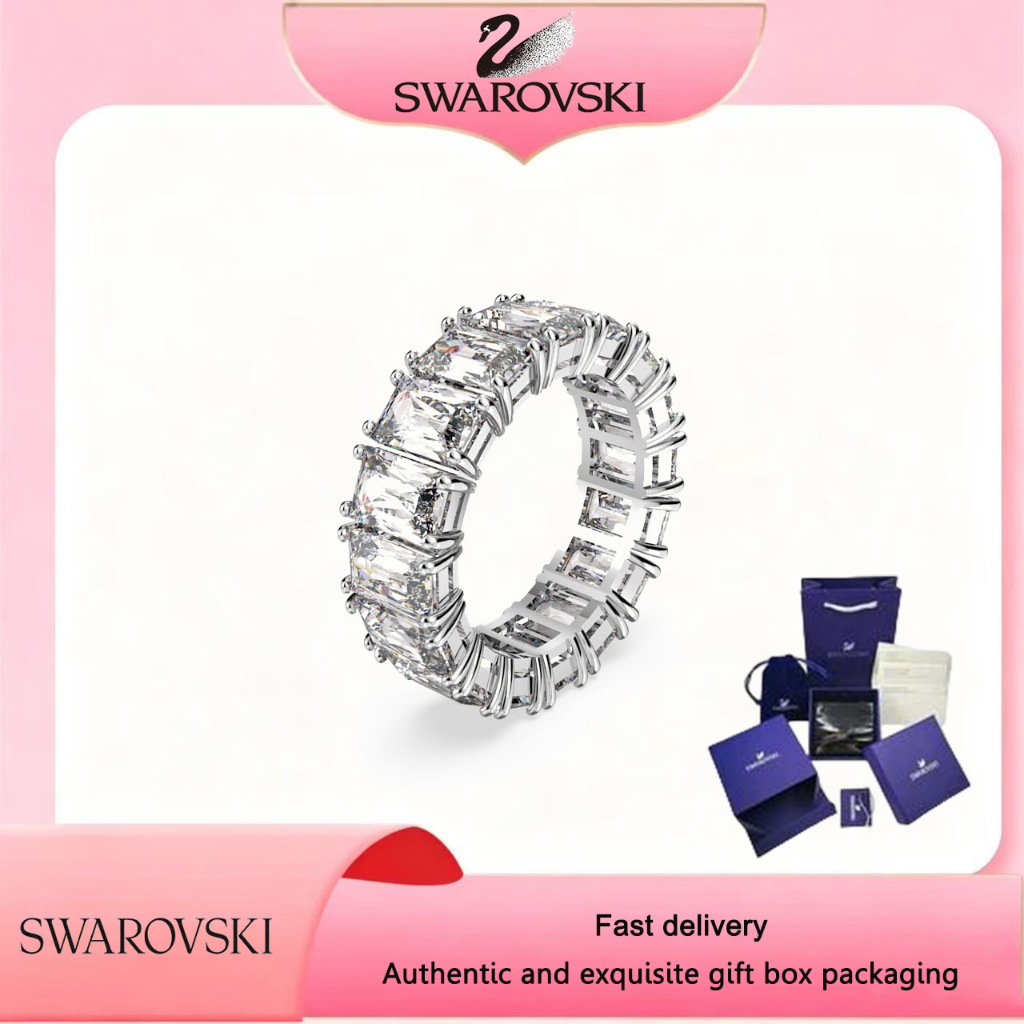 Swarovski (ใหม่)แหวนแฟชั่น S925 เงินสเตอร์ลิงคริสตัลสีขาวอัญมณี Vittore แหวนกว้างของขวัญวันวาเลนไทน์ของขวัญวันเกิด