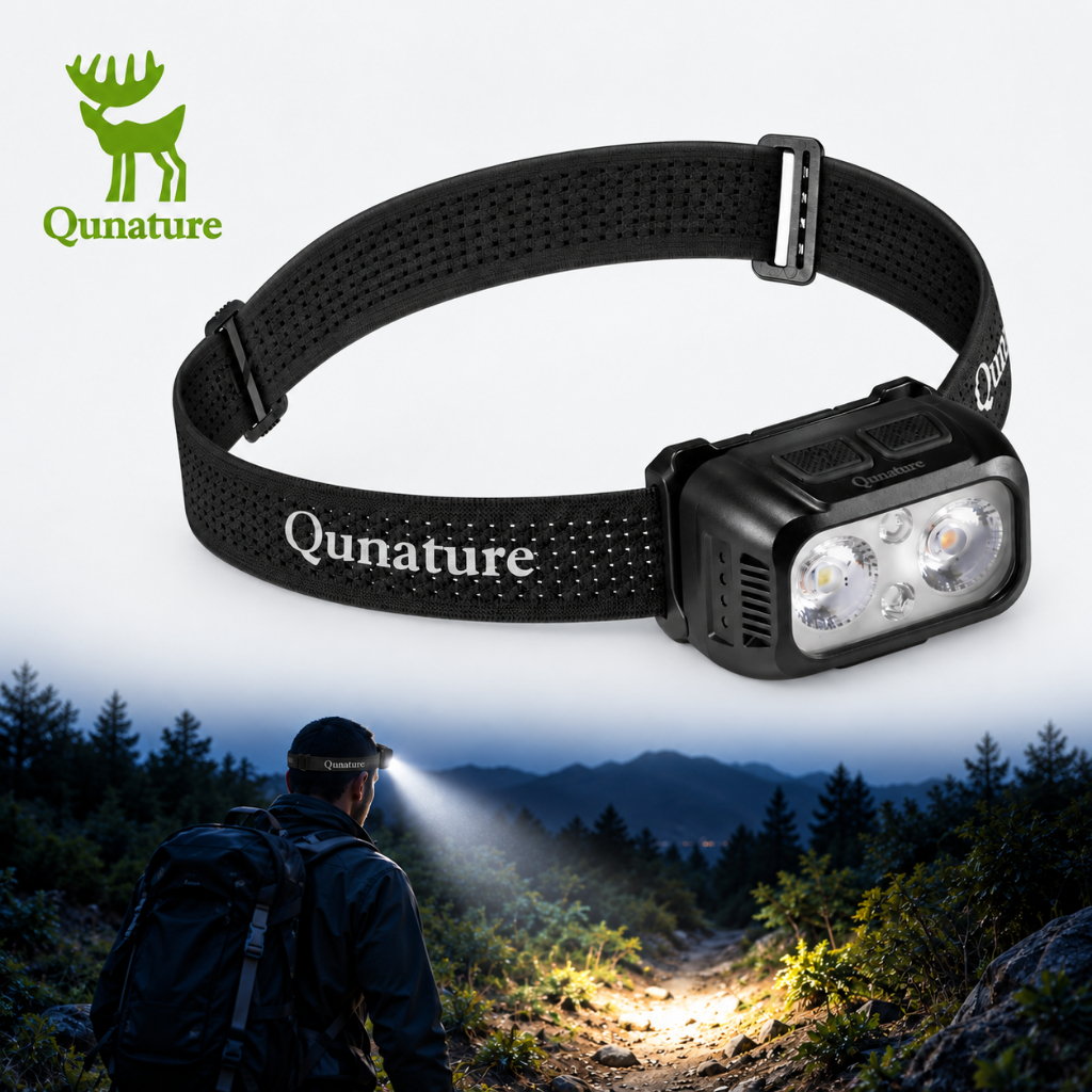 Quature ไฟหน้าแบบชาร์จไฟได้กันน้ํา Motion Sensor LED น้ําหนักเบาสําหรับเดินป่าวิ่ง