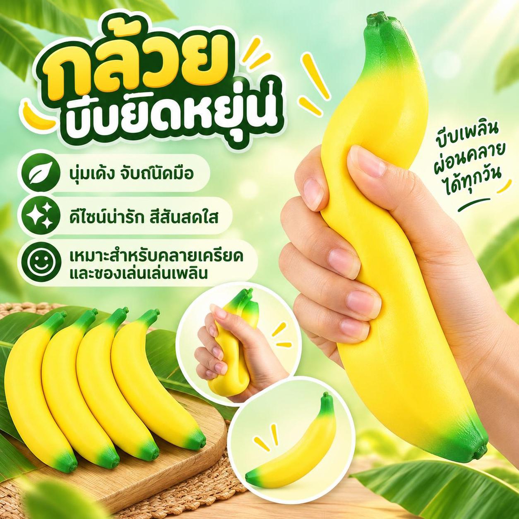ใหม่ Anti-stress Squishy Slow Rising Jumbo Squishy ของเล่นกล้วยนวดผลไม้บีบของเล่นสนุกความเครียดบรรเทาของเล่นร้อน