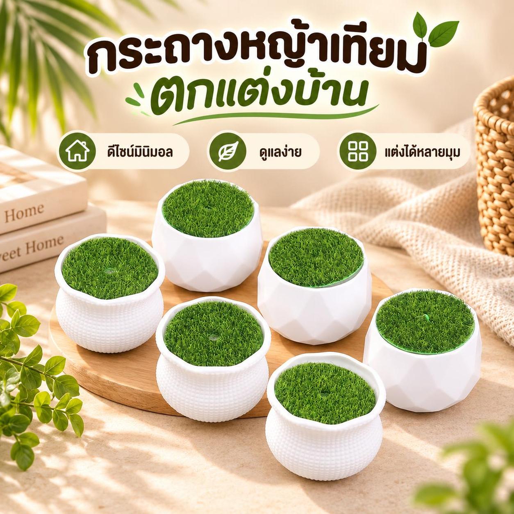 ใหม่ 5 ชิ้นดอกไม้หม้อรอบ Planters ประดิษฐ์สนามหญ้าแจกันพลาสติกสีขาว Thi พืชดอกไม้หม้อตกแต่งบ้านสวนร้อน