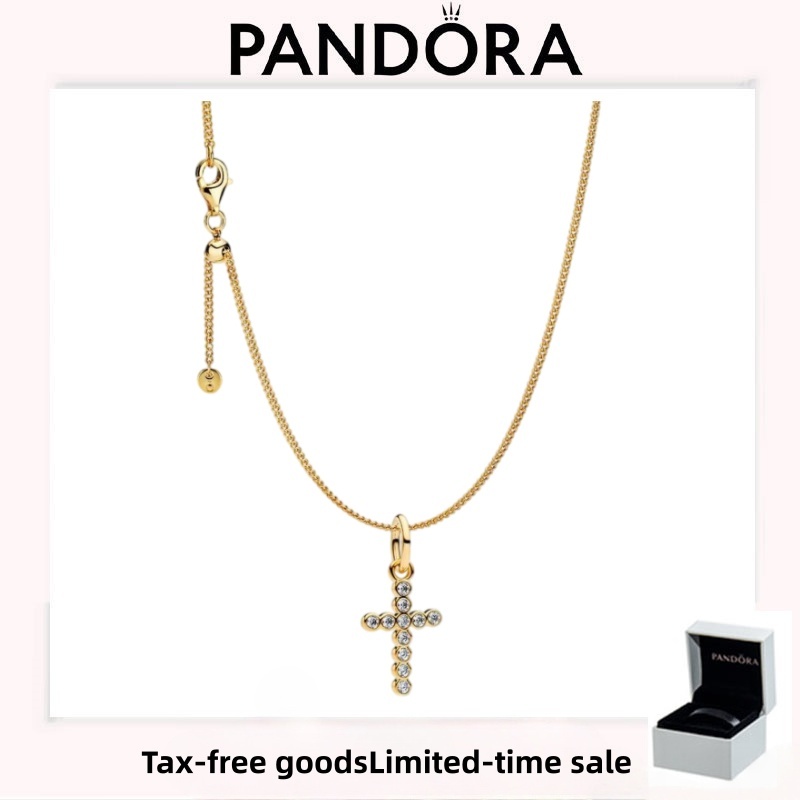 อุปกรณ์เสริม PANDORA (พร้อมกล่อง) ชุดสร้อยคอ Cross Bezel หรูหราคุณภาพสูง