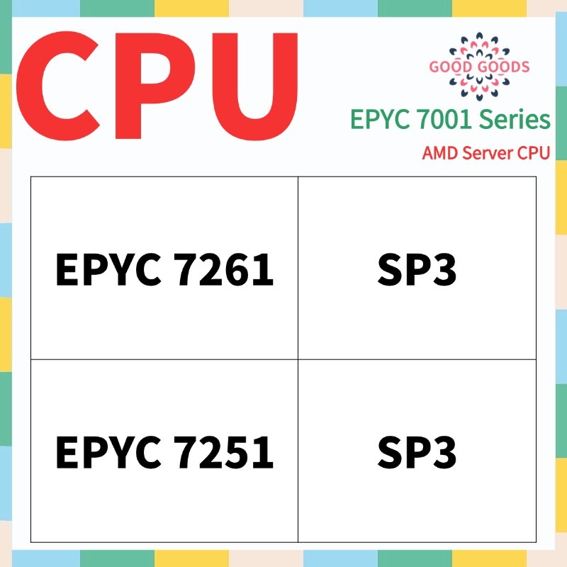 EPYC 7261 7251 AMD EPYC 7001 Series Server CPU ซ็อกเก็ต SP3 ปลดล็อค