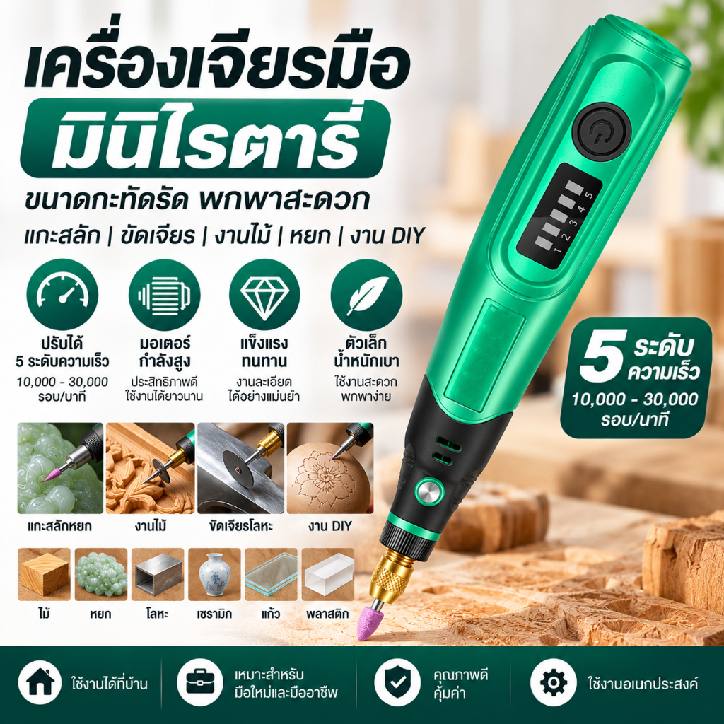 จัดส่งในพื้นที่ เครื่องมือโรตารี่ขนาดเล็กเครื่องบดไฟฟ้าแบบพกพาใช้สําหรับหยกขัดแกะสลักบดและโครงการ ทําเอง
