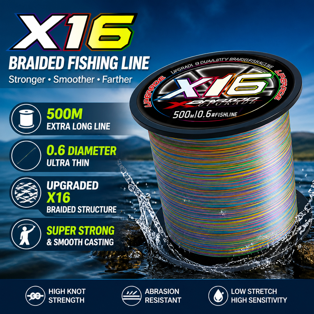 BKUMAN X16 สายตกปลา PE ถักหลาความแข็งแรงสูงทนต่อการสึกหรอ Smooth Casting สาย PE สําหรับตกปลาน้ําจืดน้ําเค็ม