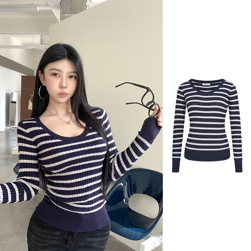 MOSESQUEEN เสื้อกันหนาวลายแขนยาวถัก สไตล์ย้อนยุค สบายๆสำหรับวัน chilly ทั้งในและนอกบ้าน #69004