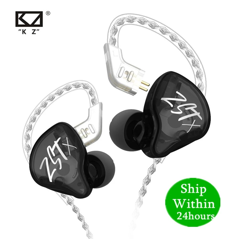 KZ ZST X 1DD + 1BA Hybrid Driver หูฟังชนิดใส่ในหูเสียงรบกวน Cancelling ชุดหูฟัง 2Pin เปลี่ยนสาย KZ Z