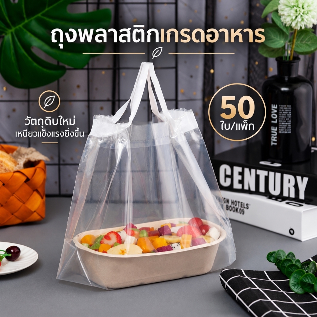 50 ใบ ถุงพลาสติกหูรูดแบบหนา ทนฉีกขาด ป้องกันการรั่วซึม สำหรับใส่อาหารและขนมซื้อกลับบ้าน ปิดปากถุงแน่น พกพาสะดวก เนื้อถุงแข็งแรง ช่วยป้องกันฝุ่นและสิ่งของหล่น ใส่ของง่าย จัดเก็บเป็นระเบียบ เหมาะสำหรับการเตรียมและจัดส่งอาหาร ใช้งานสะดวกทุกวัน