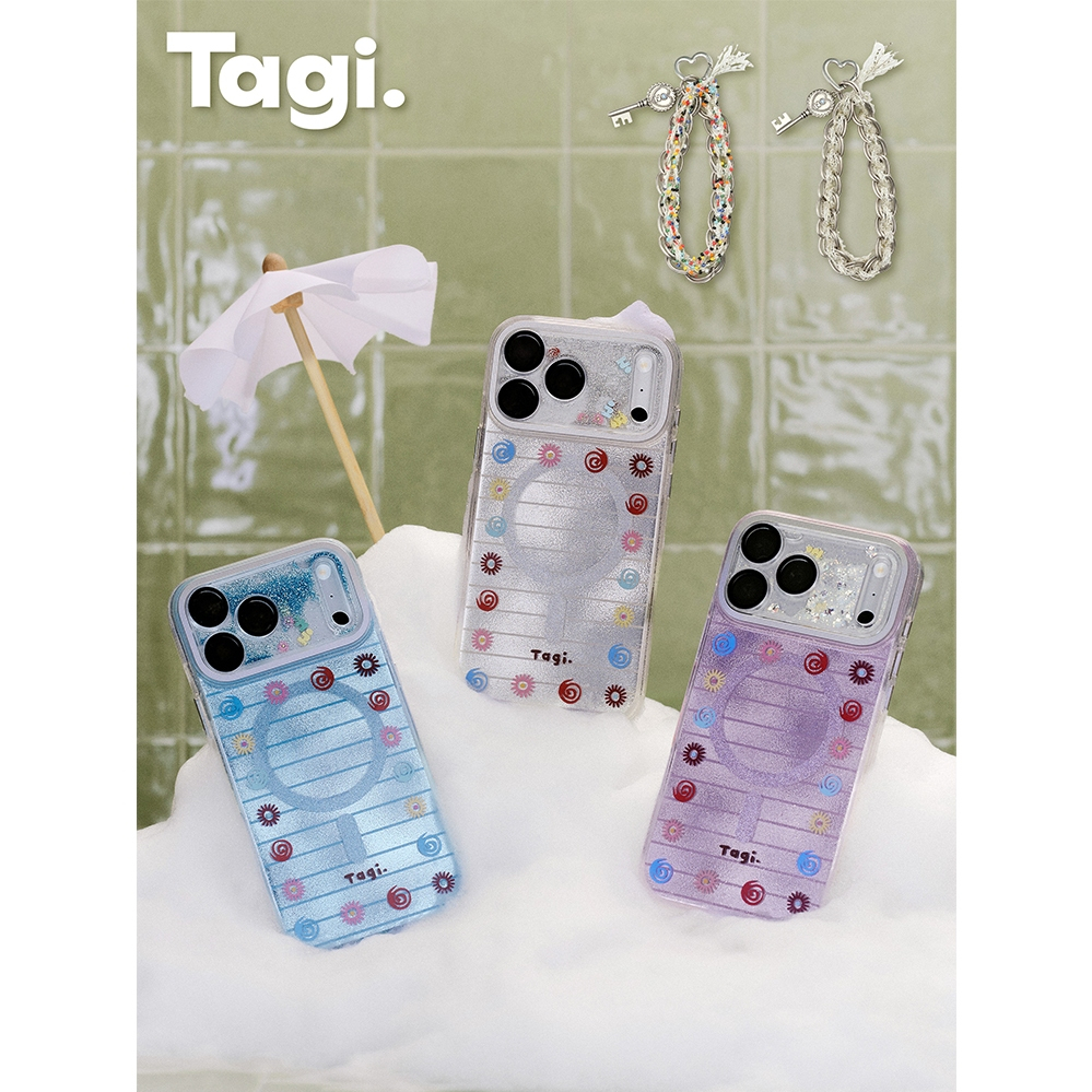 Tagi. เคสมือถือแม่เหล็กธีมสวนดอกไม้สุดวิบวับ เคสไอโฟน เคส iPhone 17 16 Pro Max