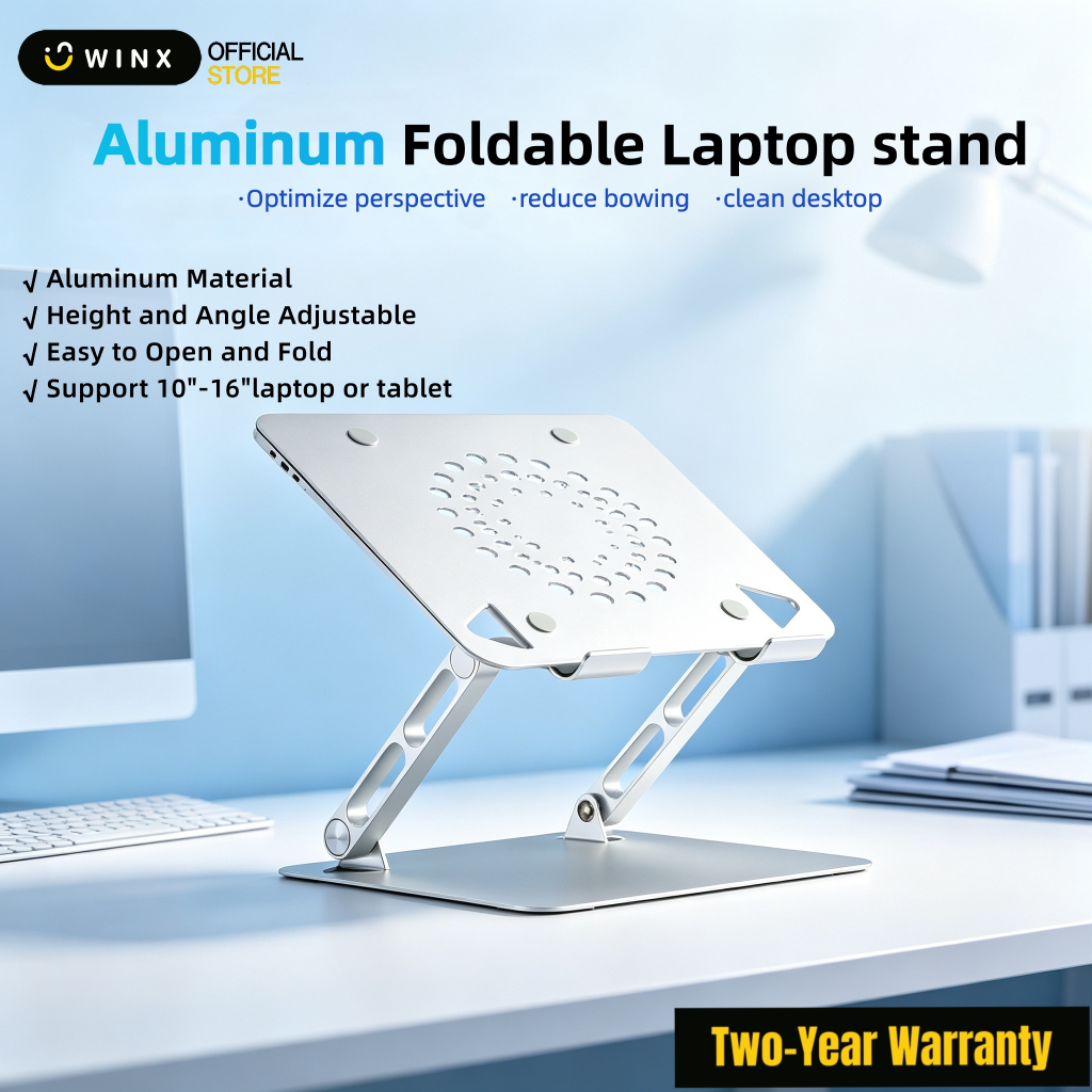 รับประกัน 2 ปี WINX ขาตั้งแล็ปท็อป Fordable อลูมิเนียมแบบพกพาขาตั้งโน้ตบุ๊ค Macbook Air Pro Bracket แล็ปท็อปผู้ถือ