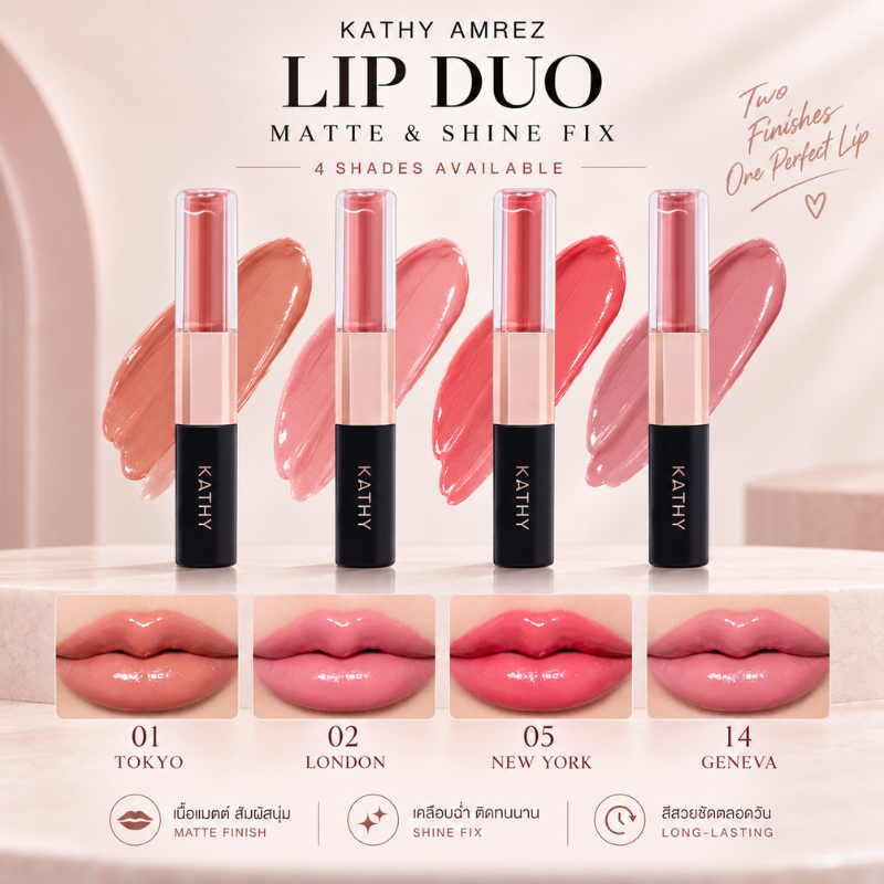 KATHYKiss-proof lip duo I KATHY AMREZ LIP DUO MATTE & SHINE FIX 1 ชิ้น
