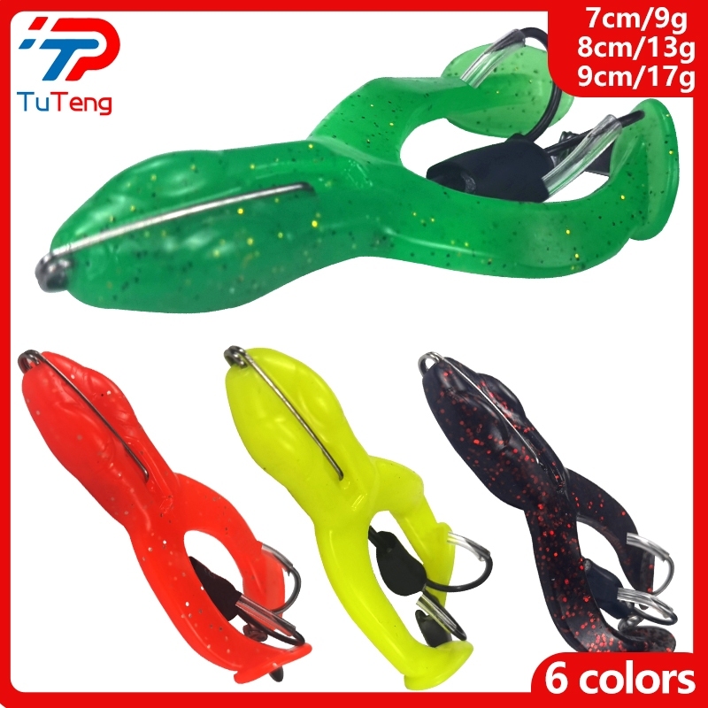 1 ชิ้นลอยกบนุ่มเหยื่อตกปลาคู่ Sharp Hooks จําลองประดิษฐ์เหยื่อตกปลา Topwater กบ Snakehead Killer โลหะเลื่อม