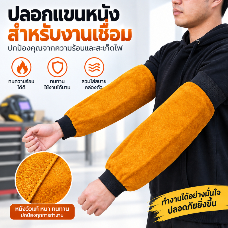 หนังวัว เครื่องเชื่อมแขนป้องกันฉนวนกันความร้อนสวมทนเชื่อมทํางานแขน