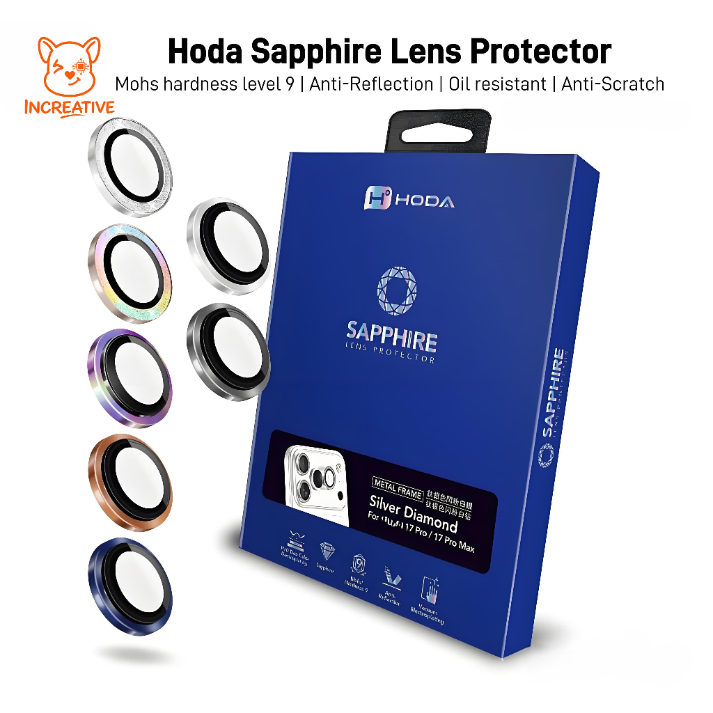 ฟิล์มป้องกันเลนส์กล้อง Hoda แก้วแซปไฟร์ สำหรับ iPhone 18/17 Pro Max - ป้องกันรอยนิ้วมือ ป้องกันรอยขีดข่วน แสงสะท้อน sapphire lens protector