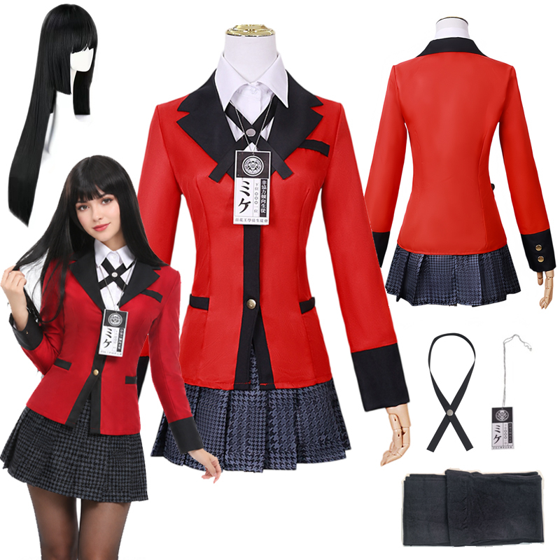 Yumeko Jabami Cosplay Costume Kakegurui ชุดนักเรียน JK Anime Halloween ปาร์ตี้ ชุดคอสเพลย์ พร้อมถุงเ