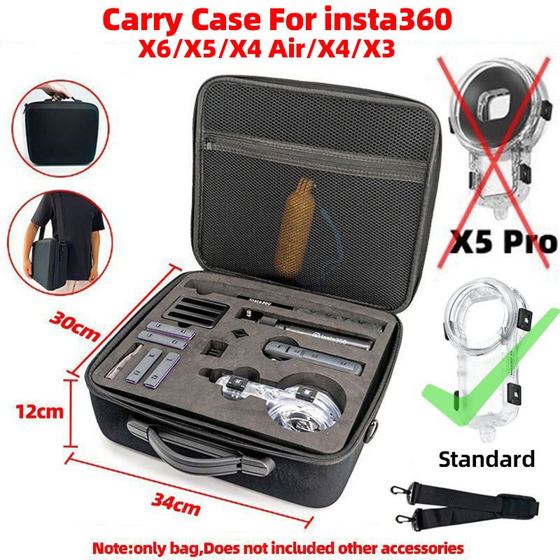 กระเป๋าถือสําหรับกล้อง Insta360 X6/X5/X4/X4 air/X3/One X2/X เหมาะกับที่มองไม่เห็น Invisible Dive Case Storage Bag กระเป๋าแบบพกพา อุปกรณ์เสริม