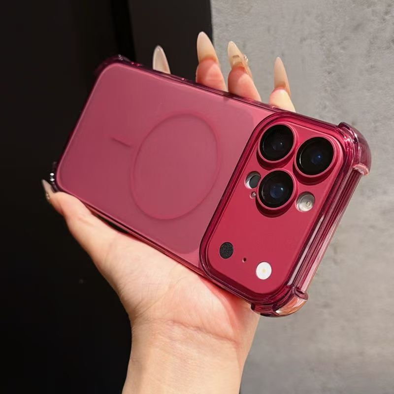 Magnetic Matte Frostedเคสโทรศัพท์สําหรับiPhone 18 17 16 15 14 13 12 Pro Maxพร้อมกล้องเลนส์Protectorมุมถุงลมนิรภัยกันกระแทกที่ถอดออกได้