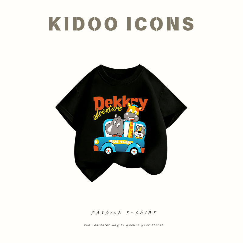 ✨จัดส่งตลอด 24 ชั่วโมง✨ KIDOO ICONS สินค้าใหม่ปี 2026! เสื้อยืดแขนสั้นเด็ก นุ่มสบายใส่ ผ้าฝ้ายแท้ 100% เสื้อยืดลายการ์ตูนรถยนต์#TZSLN+5623