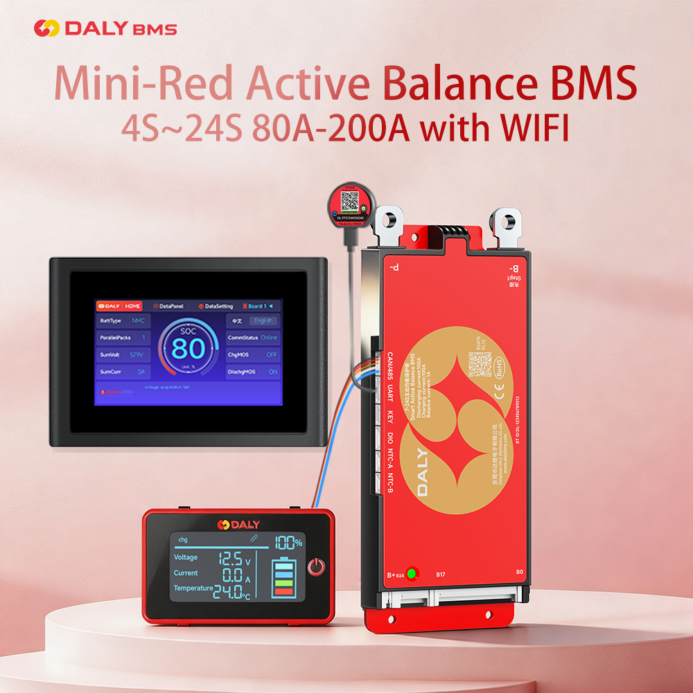 Daly 4-24S สมาร์ท BMS 1A Active Balance BMS บลูทูธ 80A 100A 150A 200A Lifepo4 Li-ion 4S-24S 12V 24V 