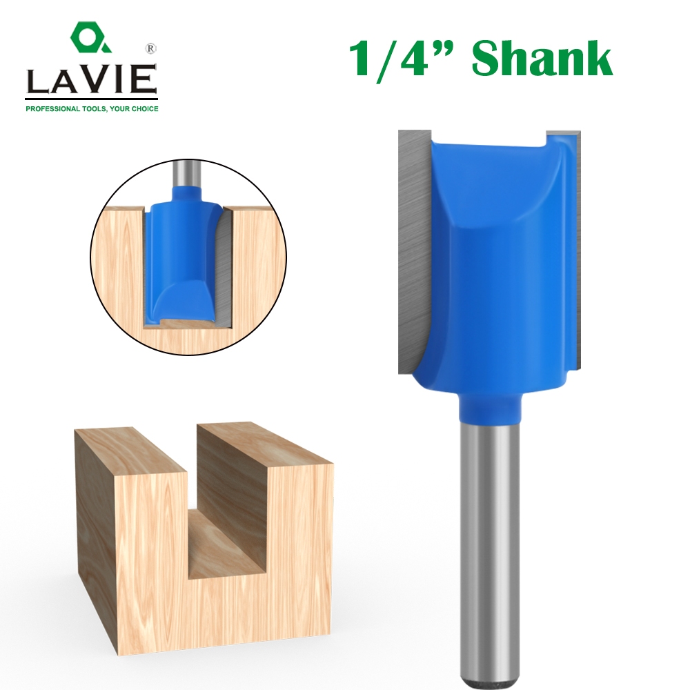LAVIE 1PC 6.35 มม.Shank ขลุ่ยคู่ตรง Bit Milling Cutter สําหรับไม้ทังสเตนคาร์ไบด์ Router Bit Woodwork