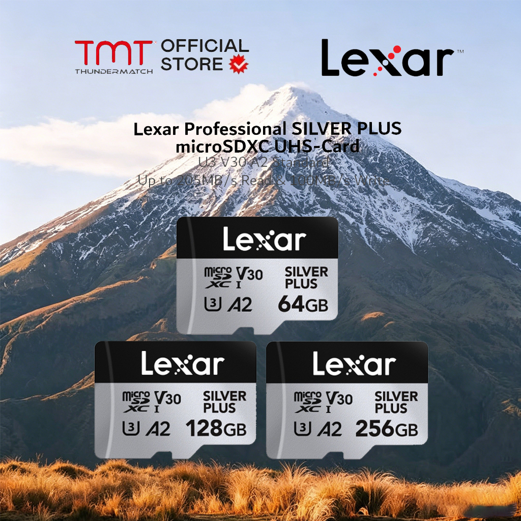 [ของแท้] เมมโมรี่การ์ด Lexar MicroSDXC Professional Silver Plus 64GB 128GB 256GB  (ไมโครเอสดีการ์ด) 