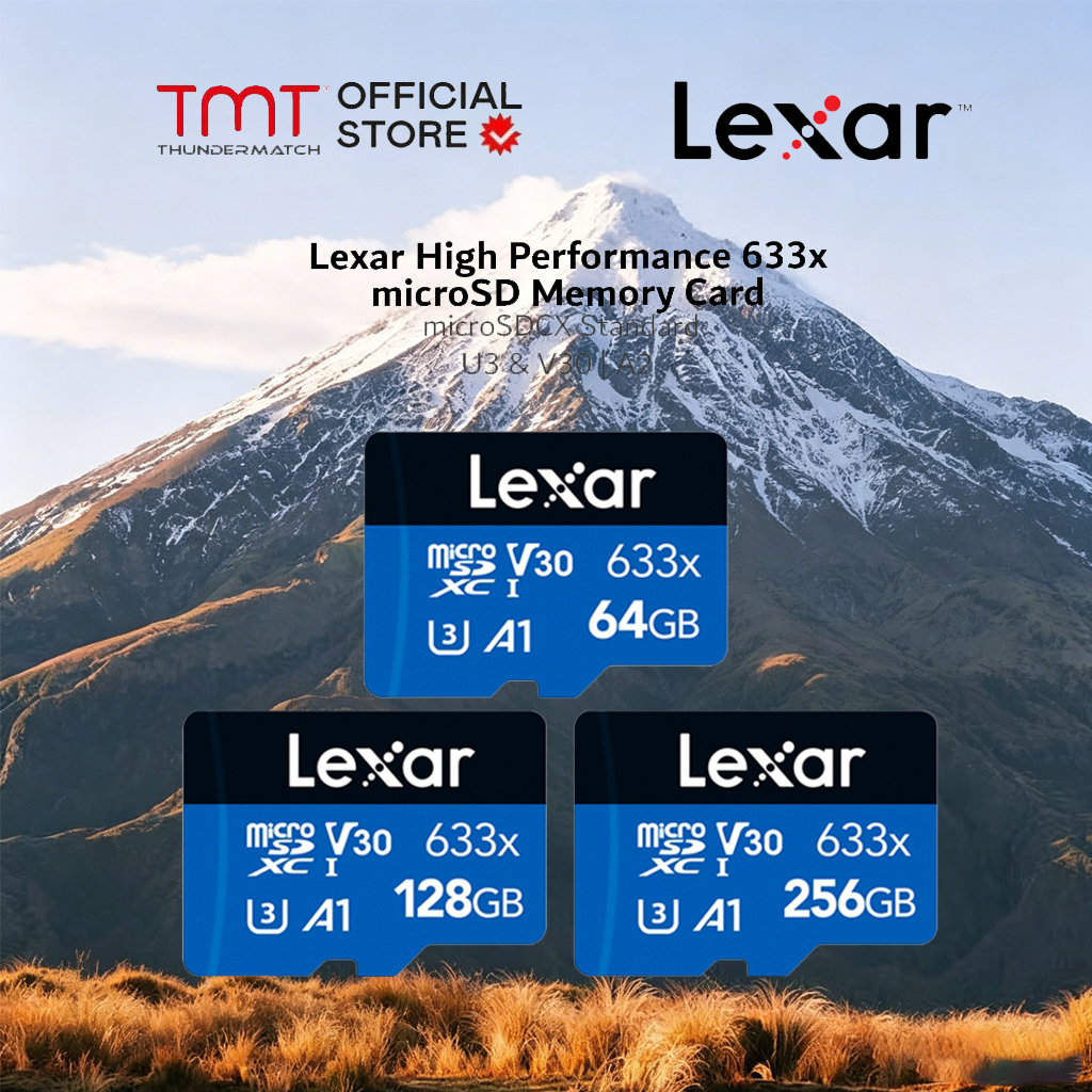 [ของแท้] เมมโมรี่การ์ด Lexar MicroSDHC High Performance BL 633x Global 64gb 128gb 256gb 100MB/s(เลือกความจุได้) LEXAR HIGH-PERFORMANCE 633X BLUE SERIES (LSDMI128BB633A)