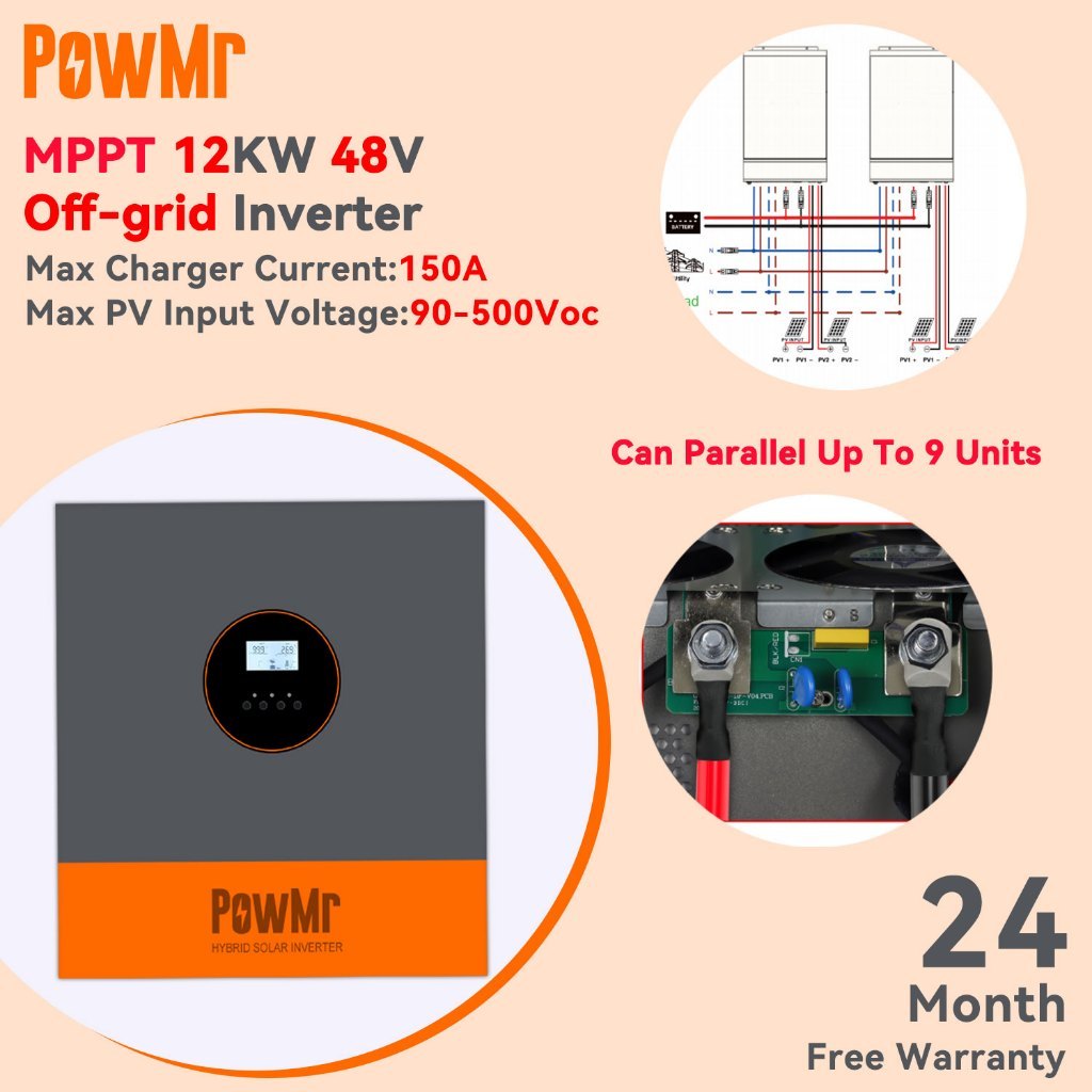 สามารถขนานPowMr MPPT 11KW Off Grid Solar Hybrid อินเวอร์เตอร์ 230Vac ในตัว 150A MPPT ตัวควบคุมเครื่อ
