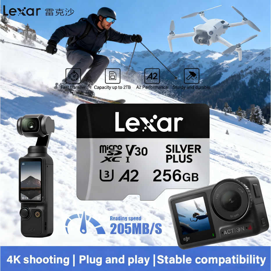 Lexar 256 GB MICRO SD CARD (ไมโครเอสดีการ์ด) LEXAR PROFESSIONAL SILVER PLUS 64GB 128GB 256GB(LMSSIPL