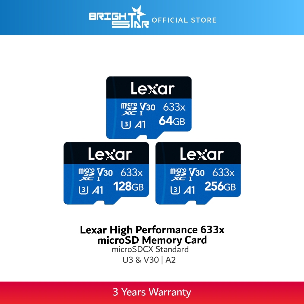 LEXAR MicroSD 633x 32GB/64GB UHS-I noAdapter up to 100MB/s read เมมโมรี่การ์ด IPCam Mobile Phone