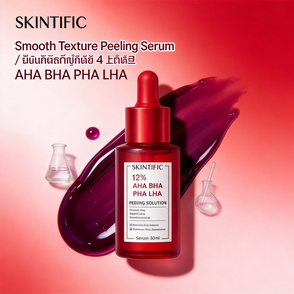 SKINTIFIC 12% AHA BHA PHA LHA Peeling Solution Serum 30ml Exfoliate Dead Skin Smooth Texture Pore Ri