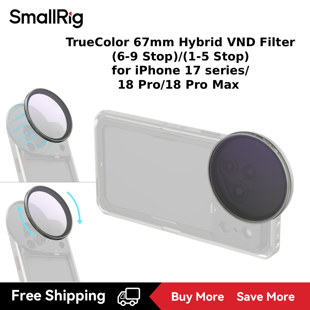 SmallRig สําหรับ iPhone 17 series/18 Pro/18 Pro Max TrueColor 67 มม.Hybrid VND Filter (6-9 Stop)/ 68