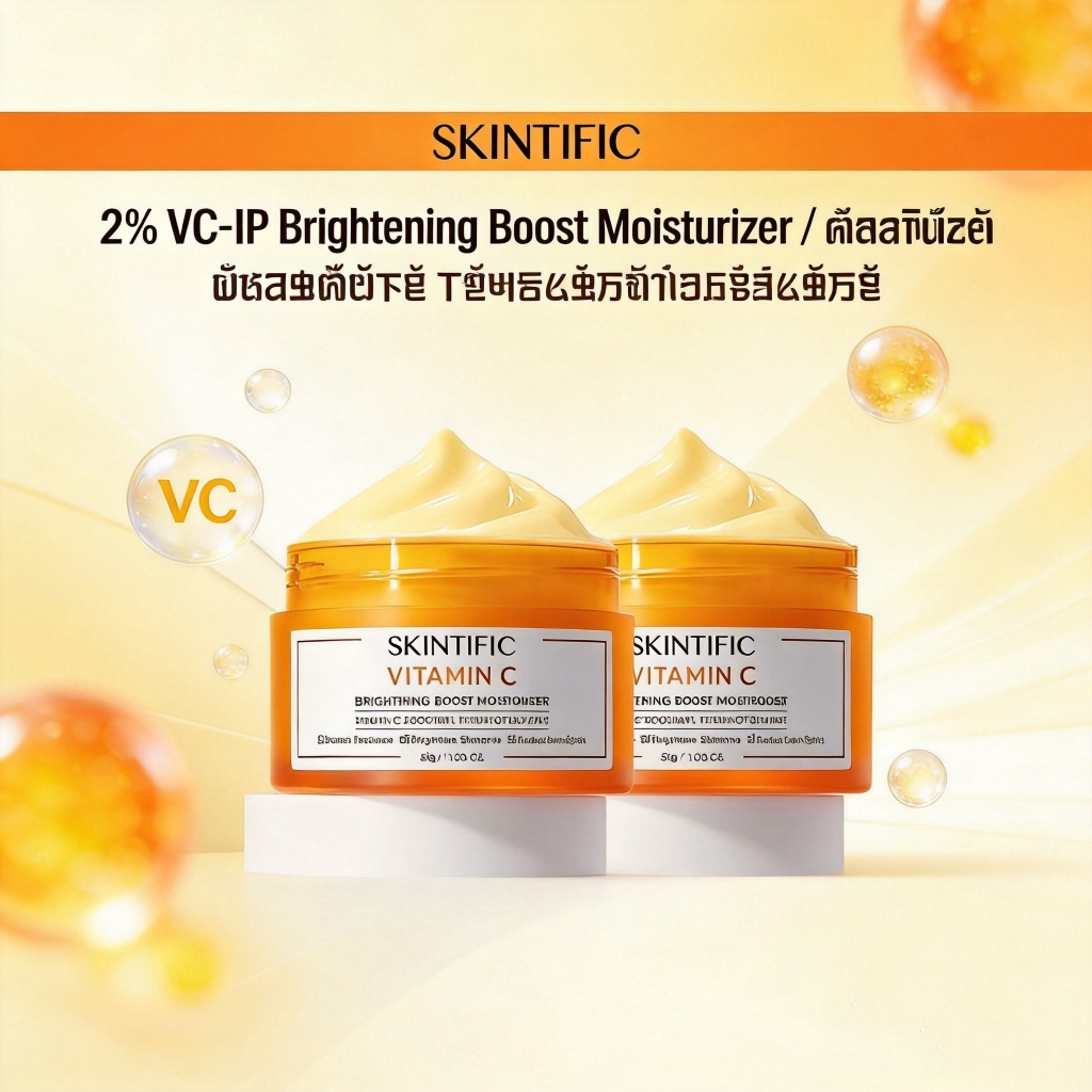 SKINTIFIC Vitamin C Brightening Boost Moisturizer 30g VC-IP Fade Dark Spot Glow Radiance Even Tone Lightweight Cream