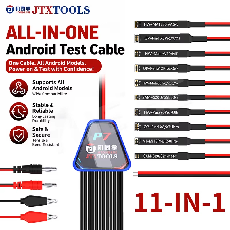 JTXTOOLS P7 Android Power Boot Cable, 11-in-1 Battery-Free Test Cable สําหรับซ่อมโทรศัพท์, ความเข้าก
