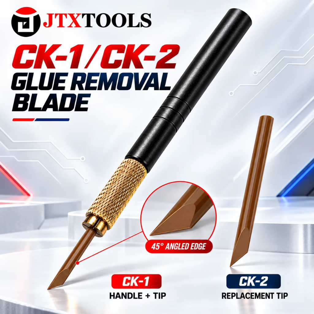 JTXTOOLS CK-1 เครื่องมือขจัดคราบกาว CPU ทนความร้อนสําหรับทําความสะอาดและซ่อมแซมกาวสีดําชิป