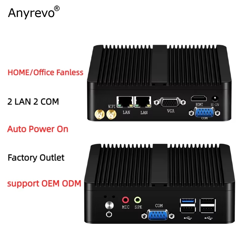 Intel Celeron N2930 J1900 J2900J6412 Mini PC Fanless อุตสาหกรรมไมโครคอมพิวเตอร์ Minpc 2xGigabit LAN 
